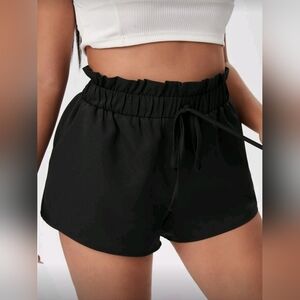 Black Women's Ruffle Waist Shorts